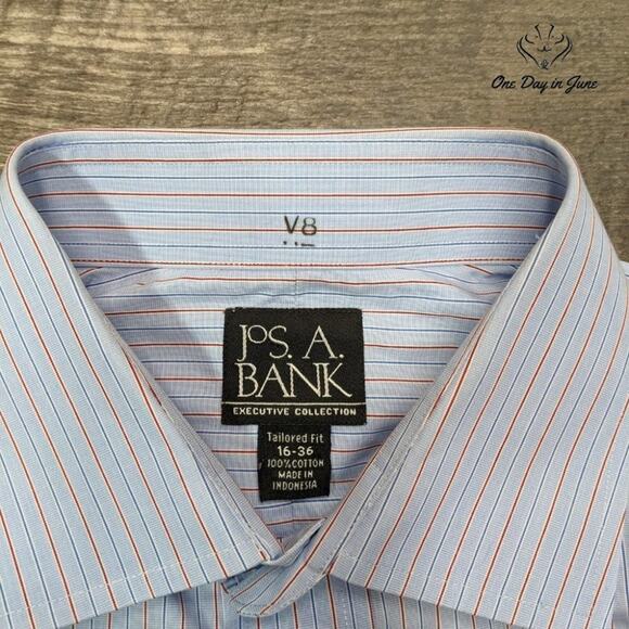 Jos. A. Bank Striped Button Down Shirt Size 16-36 - Picture 2 of 4